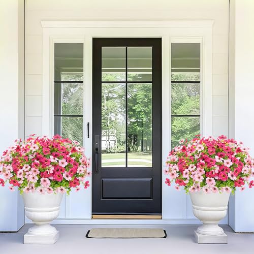 Elyum Artificial Flowers for Outdoors, 9 Bundles Artificial Plants & Flowers Outdoor, UV Resistant Faux Flowers Outdoor Fake Flowers for Outside Porch Window Box Decoration(Mixed Color) - color: Mixed Color, size: 9 Pack