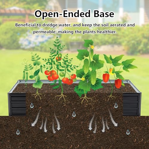 Thanaddo Galvanized Raised Garden Bed 6x3x1ft Outdoor Planter Box Galvanized Steel Garden Bed Kit for Vegetables, Flowers, Herbs and Succulents Black - size: 6x3x1 ft