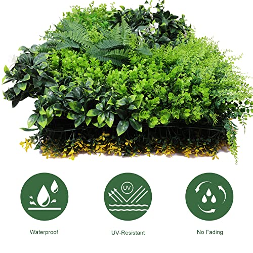 ANMINY 16Pcs Grass Wall Panels 10" x 10" Artificial Grass Plant Greenery Wall Backdrop 11 Sqft Thickened High-Density Faux Boxwood Panels Privacy Fence Hedge for Indoor Outdoor Party Wedding Garden