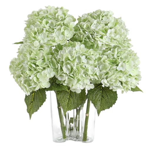 Coferset 4pcs Light Green Lifelike Hydrangea Artificial Flowers 22inch Real Touch Faux Hydrangea Flower Stem for Home Party Wedding Floral Filler Arrangements Ceterpieces Bouquets - color: Light Green, size: 4pcs
