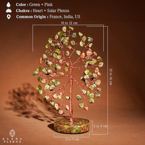 Unakite Crystal Tree of Life Birthday Gifts for Women, Men, Friends, Handmade Chakra Healing Crystals Tree for Home Office Decor, Positivity, Good Luck, Money, Unique Gifts for Her Mom, Sister, Dad - color: Orgone Base Unakite Crystal Tree
