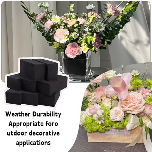 8 Pack Black Floral Foam Blocks, 4"x4"x3" Reusable & Water Absorbent Wet Foam for Artificial Silk Flowers, Wedding, Home Decor & Outdoor Planters - size: 4*4*3