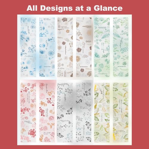 Botanical Impressions PET Tape Set – 6 Floral & Leaf Designs, Transparent Adhesive Craft Tape for Scrapbooking, Junk Journal, Card Making & DIY Decoration - style: Botanical Healing