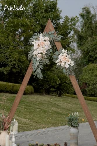 Faux Flower Swag Set of 2 for Wedding Welcome Signs Floral Swag Wedding Reception Ceremony Signs Decor (Champagne & Cream) - color: Champagne & Cream