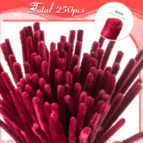 Peryiter 371 Pcs Pipe Cleaners Flowers Kit, Pipe Cleaners Chenille Stems Bulk with Floral Wire Gardening Tape Stamen, Fluffy Limpiapipas para Flores for DIY Mother's Day Decor(Rosy Red) - color: Rosy Red