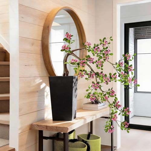 Artificial Bonsai Tree Fake Plant in Pot 2.6FT Artificial Flowers Plants Artificial Spring Flowers Tree Bonsai with Lifelike Leaves Realistic Flowers for Living Room Stairwell Patio Decor(Rose Red) - color: Rose Red