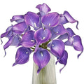 Letjolt Purple Calla Lily Artificial Flowers 20 Pieces Bouquet | Wedding Bouquet, Bride Shower Gift, Home Decoration, Faux Calla Lilies - color: Purple