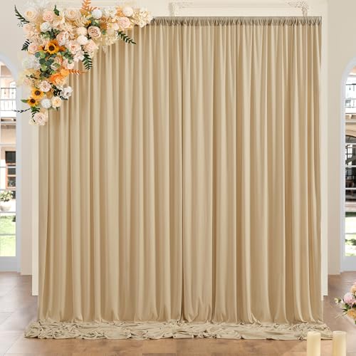 10ft x 8ft Wrinkle Free Champagne Backdrop Curtains for Parties, Thick Fabric Photo Backdrop Drapes for Weddings Photography Birthday Party Backgrpund Decor - color: Champagne2, size: 10ftx8ft