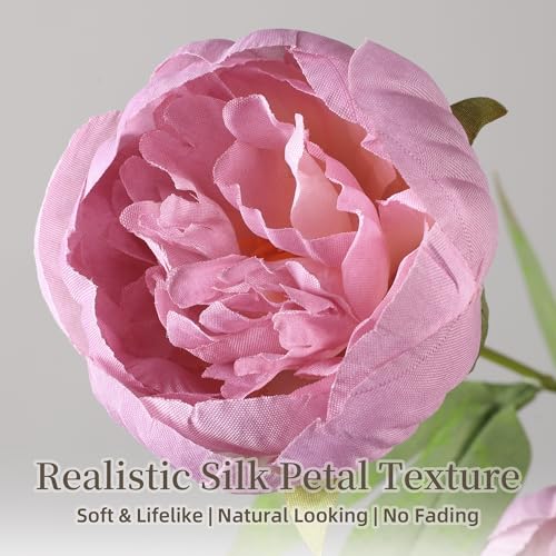 florisso 6 Pcs 27" Faux Silk Artificial Peony Flowers, Fake Peony Branches for Vase DIY Bouquet Centerpieces Wedding Shower Decorations/Dull Pink - color: Dull Pink