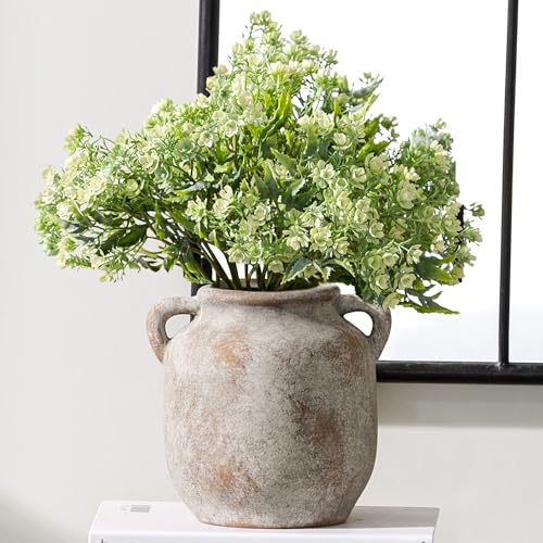 Ceramic Flower Vase Home Decor - 6 Inch Farmhouse Rustic Table Vases with Handle Living Room Decoration Decorative Vintage Pottery for Kitchen Shelf Coffee Dining Bookshelf Fireplace Centerpiece - color: A-6" Retro
