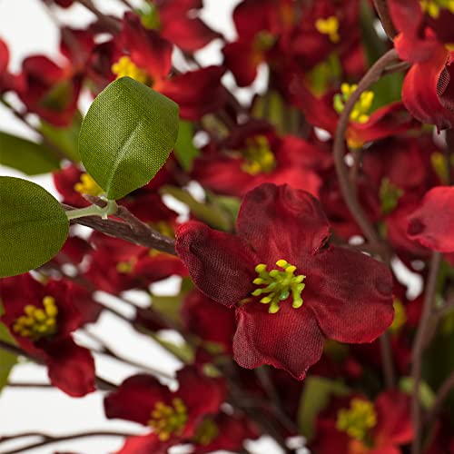 Artificial Flowers Blossom Stems Dogwood Silk Flowers Fake Cornus Bush for Home Decoration Table Centerpieces, 8 PCS (Red) - color: Red