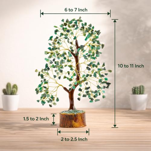 ANAYA AGATE Green Jade Crystal Trees for Home Decor, Office Desk Decoration, Chakra Healing Crystals and Stone for Positive Energy, Money, Good Luck, Tree of Life Spiritual for Women and Mom - color: Green Jade Golden Wire