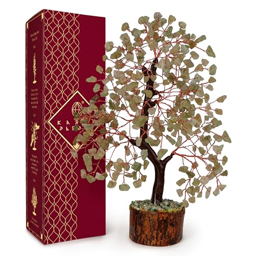 Crystal Tree of Life Green Aventurine Healing Crystal Trees for Home & Office Decoration, Handmade Bonsai Trees for Positive Energy, Money, Good Luck, Christmas Decor, Birthday Gifts for Women, Mom - color: Wooden Base Green Aventurine Crystal Tree