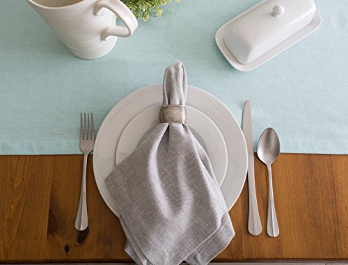 DII Chambray Kitchen, Tabletop Collection, Aqua, 14x72 Table Runner - color: Aqua, size: 72" x 14" (Rectangular)