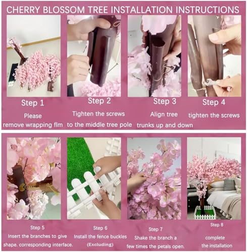 Japanese Artificial Cherry Blossom Trees Wishing Tree Handmade Shopping Wedding Party Indoor and Outdoor Decoration Artificial Cherry Blossom Tree,Pink,H8.2*L8.2ft | Fake Japanese Sakura Tree for Wedding, Banquet, Mall, Indoor and Outdoor Decoration,Stage