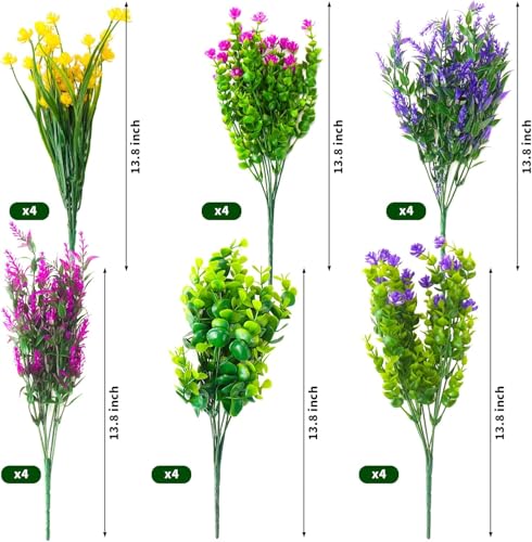 30 Bundles Fake Flowers Artificial Flowers for Outdoors UV Resistant No Fade Faux Plastic Greenery Plants for Garden Patio Porch Window Box Home Indoor Farmhouse Hanging Planter Décor