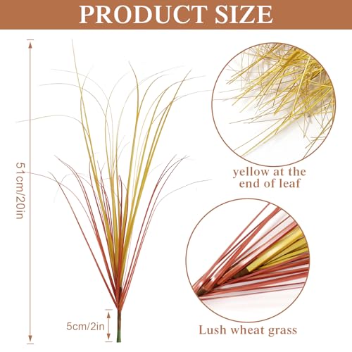 Betylifoy 28Pcs Artificial Fall Plants Outdoor Faux Fall Wheat Grass Greenery Stems UV Resistant Artificial Onion Grass Autumn Fake Shrubs Plant for Outdoor Indoor Window Home Fall Decor - color: Autumn Red