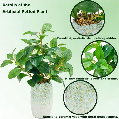 K&Y Realistic Artificial Potted Plants Olive Wild Fern Berry Decor Low Maintenance Faux Greenery Indoor Fake Plants for Home Office Bathroom Kitchen Desk Shelf (Green Flower vase Potted Plant) - color: Green Flower Vase Potted Plant
