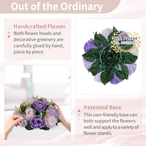 NUPTIO Artificial Flower Ball Centerpieces: 6 Pcs Lilac & Purple & Pink Rose Arrangements for Wedding Party Tables - Faux Silk Floral DIY Kissing Balls for Home Event Dining Decorations - color: Deep Purple & Light Purple & Light Pink, size: 6 Pcs