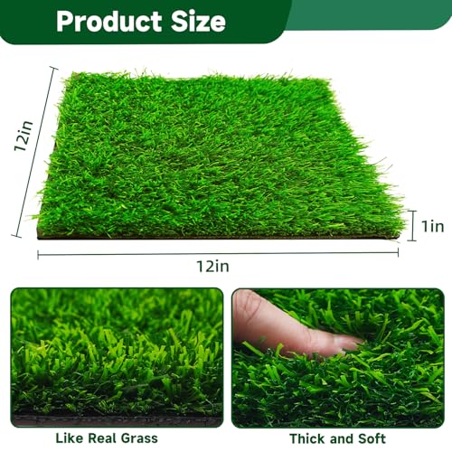 DRQ Chicken Nesting Pads, Washable Artificial Grass Nesting Pads for Chicken Coop, Soft Nesting Box Pads for Chickens & Nesting Boxes, 12"×12" (GreenGreen, 6pack)