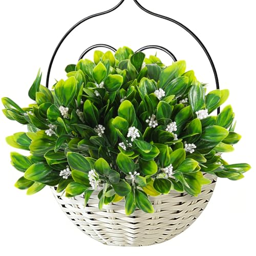 SJL Fake Plastic Plants, 10Pcs Artificial Flowers for Outdoor Fake Greenery Stems Faux Spring Flower UV Resistant Plastic Plants No Fade Faux Greenery for Garden Porch Patio Planter Home Decor(White) - color: Bundle White Gladiolus