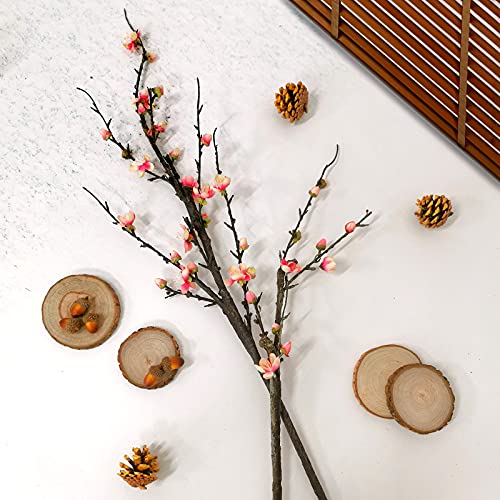 SNAIL GARDEN Artificial Plum Blossom Branches, 2 Sizes - 33.5 & 21.2" Faux Silk Flower Bouquet with Blooming Flowers & Buds for Home Table Decor, Vase Fillers Centerpiece