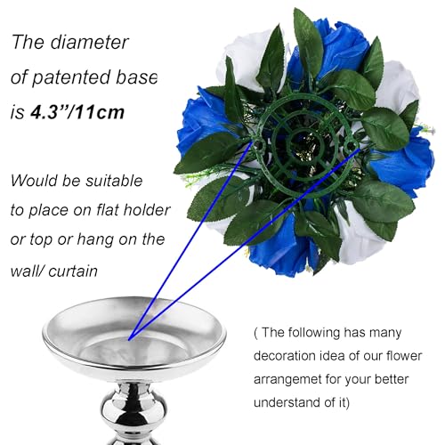 Flower Balls Wedding Rose Centerpieces: 10 Pcs Fake Flowers Royal Blue&White Kissing Balls Decor Artificial Floral Arrangements Flower Bouquet of Roses Home Party Table DIY Decorations - color: Royal Blue White