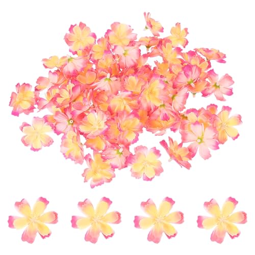 PATIKIL 100 Pcs Fake Silk Flower Heads, 1.6 Inch Artificial Cherry Blossom Faux Flower Heads for DIY Craft Wedding Party Home Wreath Decoration, Yellow/Pink - color: Yellow/Pink