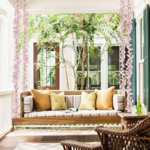 2 Pcs Artificial Bougainvillea Flowers Garland Fake Silk Bougainvilleas Vines Trailing Pink Faux Hanging Flowers Plants Bougainvillea Artificial for Porch Wedding Arch Spring Summer Decor - color: Pink
