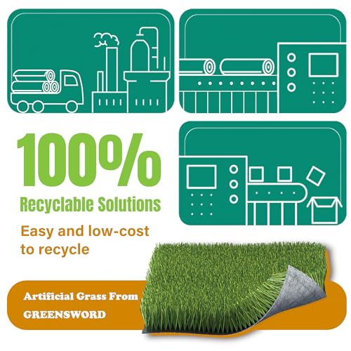 Artificial Grass Turf Rug 3.3 x 6 FT - Realistic Fake Grass Outdoor Carpet with Drainage, 1.2” High Synthetic Lawn Mat for Patio, Balcony, Garden, Pet-Friendly Indoor/Outdoor Use