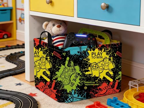 Rectangular Kids Storage Basket,Game Basket for Boys Kids,Waterproof foldable storage baskets,Game Bin,Gift Baskets,Boys Room Decor(Games) - color: Games