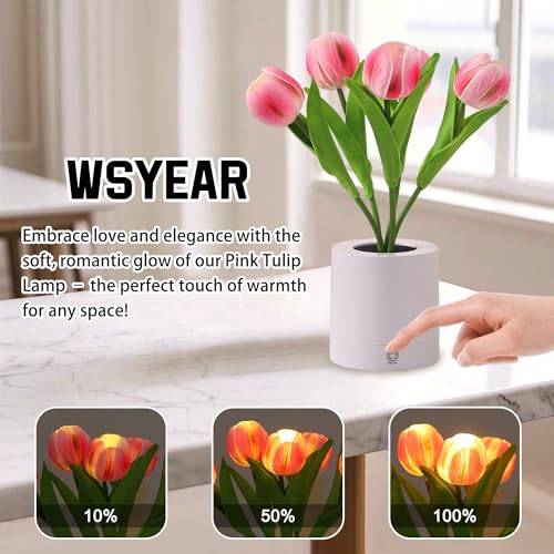 WSYEAR Tulip Lamp Gifts for Mom from Daughter, Christmas Birthday Gifts for Women, Artificial Flower Lamp Night Light for Bedroom Decor Gift for Girlfriend Wife Sister - color: Pink tulip