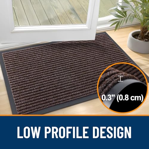 OLANLY Front Door Mat Indoor Outdoor Entrance, Waterproof Heavy Duty Doormat, Fade Resistant, Low Profile, Easy Clean Patio Porch Welcome Floor Mats for Entry, 29.5x17, Tan - color: Tan, size: 29.5" X 17"