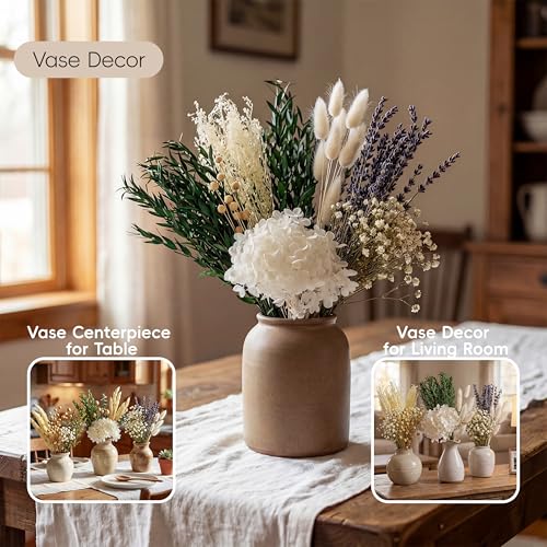 LUXEEASE Mixed Mini Dried Flowers Bouquet 176 Stems, 11 Kinds Natural Preserved Flowers (Lavender, Baby's Breath, Bunny Tails) , Boho Farmhouse Home Wedding Centerpiece Décor - color: Natural Neutrals
