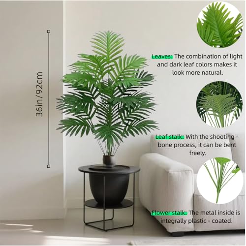 32.7"/36.2" Artificial Parlor Palm Tree - Realistic Faux Indoor Plants with Bendable Stems, for Home/Living Room/Office Decor (Floor Plant) (36.2")