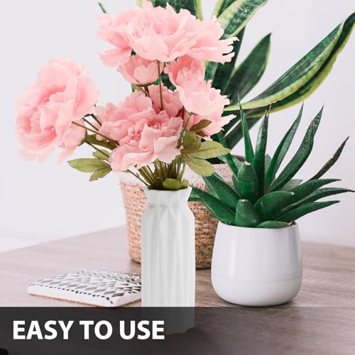 Alipis Artificial Peony Flowers Bouquet, 5pcs Pink Silk Peonies with Long Stems, Realistic Faux Flower Arrangement for Home Décor, Wedding Centerpieces, and Party Decorations