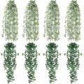 Daifunli 8 Pcs Artificial Hanging Plants Fake Hanging Ferns Plastic Faux Plants for Wall Room Garden Garland Indoor Outdoor Decor No Basket (Eucalyptus,Mandala Vine) - style: Eucalyptus, Mandala Vine