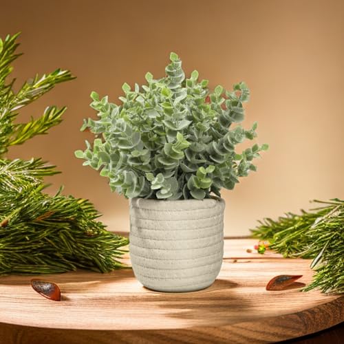 Hopewood Faux Plants, Fake Plants Eucalyptus Potted for Home Office Desk, Artificial Eucalyptus with a Weave Basket for Indoor Greenery Tabletop - color: Green Plant Style E