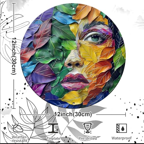 Vintage Abstract Round Metal Sign Wall Art Rustic Wreath Wall Decoration for Indoor Outdoor Home Porch Window Decor 12 Inch - color: Thanksgiving 2, size: 12 inches