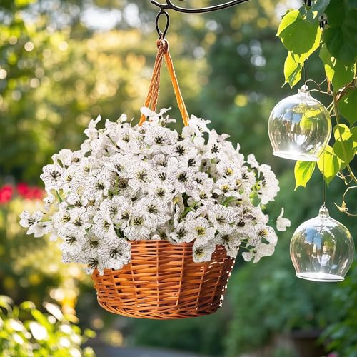 16 Bundles Artificial Flowers for Outdoors Fake White Flowers Faux Plants for Indoor Outside Garden Porch Window Box Hanging Planters Home Farmhouse - color: White, size: 15inches-16pcs