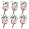 Pink Boutonnieres for Men 6Pcs Faux Silk Wedding Prom Groom | Faux Pink Boutonniere for Wedding Prom Homecoming Anniversary Formal Dinner Party Engagement Graduation Gift Groom Best Man - color: Pink3# Boutonniere(6 Piece)