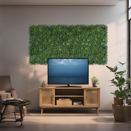 Grass Wall Panels 12 PCS 10"x 10" Artificial Boxwood Panels with 50 Zip Ties, Fake Greenery Backdrop Wall Grass Backdrop Artificial Plant Walls for Outdoor Indoor Garden Fence Backyard and Decor - size: 10x10Inch 12PCS