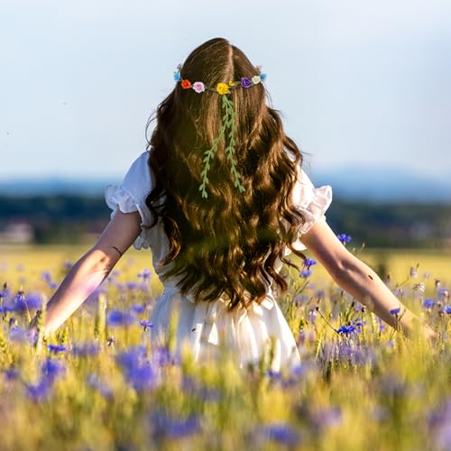 HONLYNE Assorted Colored Flower Crown, Wreath Headband Floral Headpiece Party Festivals, Garland Multicolor Headbands - color: 24 PCS