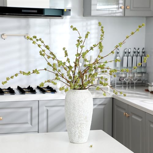 Zeyune 6 Pcs Artificial Branches with Green Buds 40" Evergreen Faux Plastic Plant Stem Picks Sprigs for Vase DIY Home Office Wedding Party Indoor Outdoor Modern Decor, No Vase (Regular Style) - color: Green, size: Regular Style