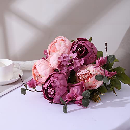Duovlo Fake Flowers Vintage Artificial Peony Silk Flowers Wedding Home Decoration,Pack of 1 (New Sweetened Bean) - color: New Sweetened Bean