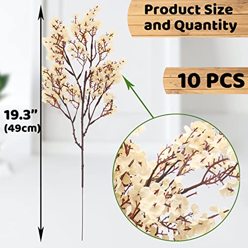 Hananona 10 Pcs Babys Breath Artificial Flowers Real Touch Fake White Flowers Silk Flowers for Spring Wedding Decor Indoor Floral Arrangement Table Centerpieces Home Decor (White, 10) - color: White