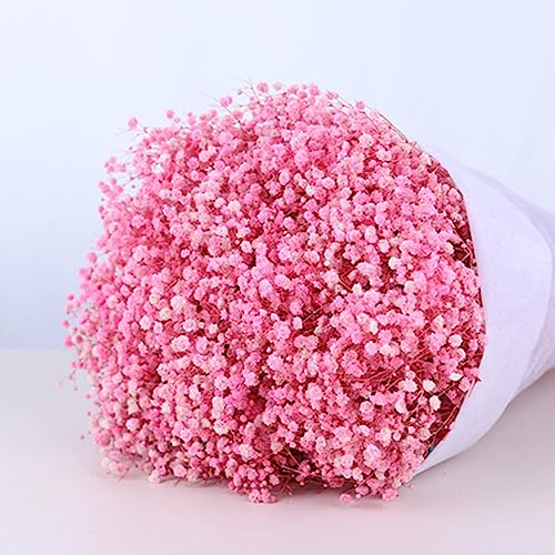17.2 Inch Dried Flowers Baby's Breath Bouquet - 2500+ Dry Flowers,Natural Gypsophila Branches for Home Decor, Wedding, Table Decor, DIY Wreath Floral, Dry Flowers Bulk for Vase (Pink) - color: Pink