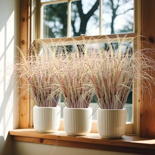 36Pcs Artificial Grass Plants, Faux Shrubs Wheat Grass, Artificial Tall Grass Fake Plants for Outdoor Decor,Artificial Greenery Stems Weed for Room Indoor Home Decor（Light Purple） - color: Light Purple, size: 36Pcs