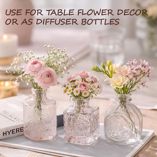 12 Pack Glass Bud Vase Set, Small Flower Vase Set Bud Vases for Wedding Centerpiece Table Decor, Vintage Small Vases for Room Home Dining Party Table Center Decor (Clear Set, 12 Pack) - color: Clear Set, size: 12 Pack