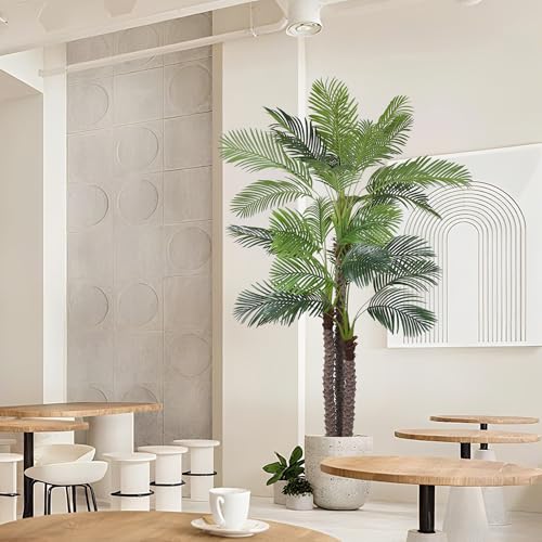 9FT Artificial Palm Tree - Tall Fake Palm Tree with 31 Lifelike Leaves & Realistic Trunk, 108" Large Faux Tropical Phoenix Palm Plant for Home Living Room Poolside Office Hotel Mall Decor - size: 9ft